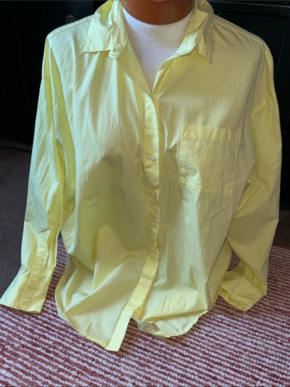 Old Navy Pale Yellow Button-Down The Boyfriend Shirt with Chest Pocket